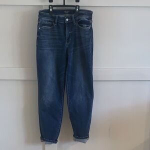 JUDY BLUE Risen High Rise Crop Boyfriend Cuffed Jeans style JB82368DK-CO